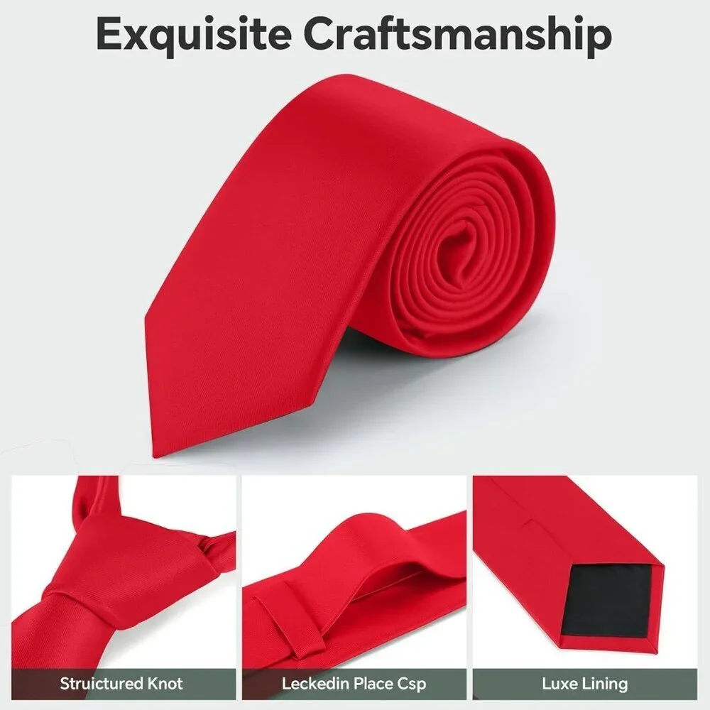 Men's Red Solid Pure Color Formal 3.15